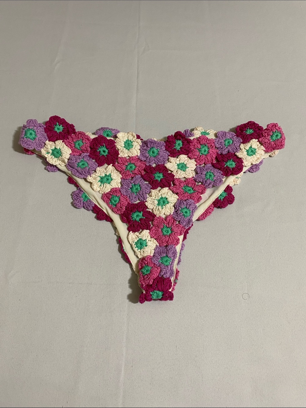 BEACH RIOT Kaylin Hand Crochet Floral Bikini Bottom Size L
